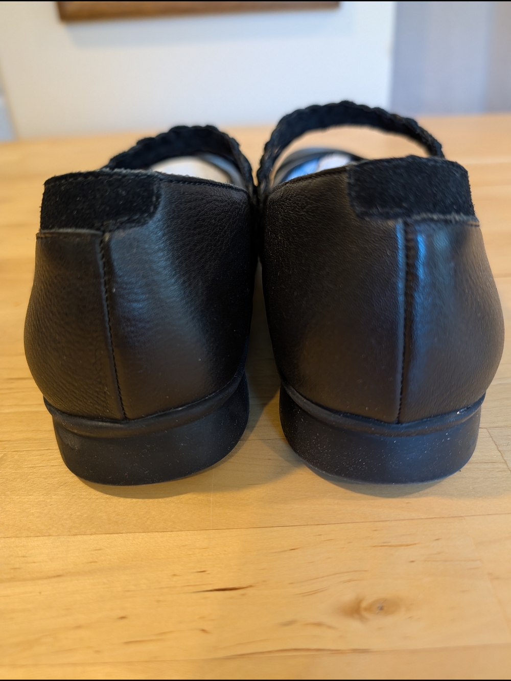 Black Braided Strap Mary Jane Flats Leather Upper. - Picture 3 of 11